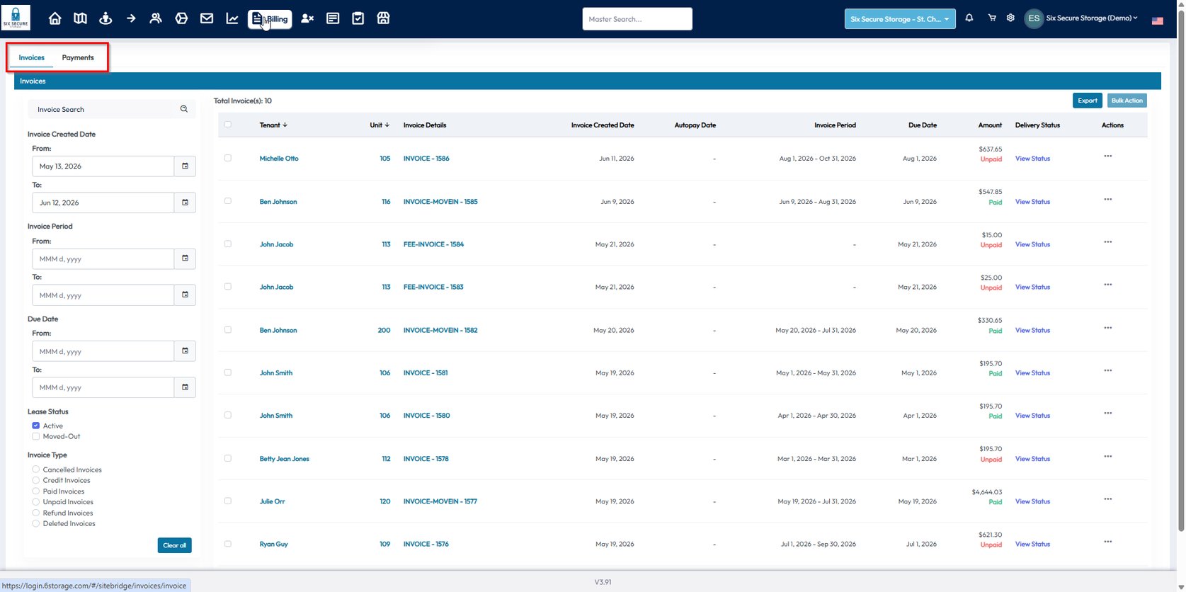 How to Use the Billing Tab in the 6Storage Admin Portal